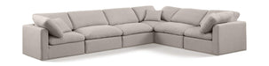 Meridian Furniture - Indulge 140" Beige Linen Textured Fabric Upholstered 6pc. Sectional - 141Beige-Sec6A - GreatFurnitureDeal