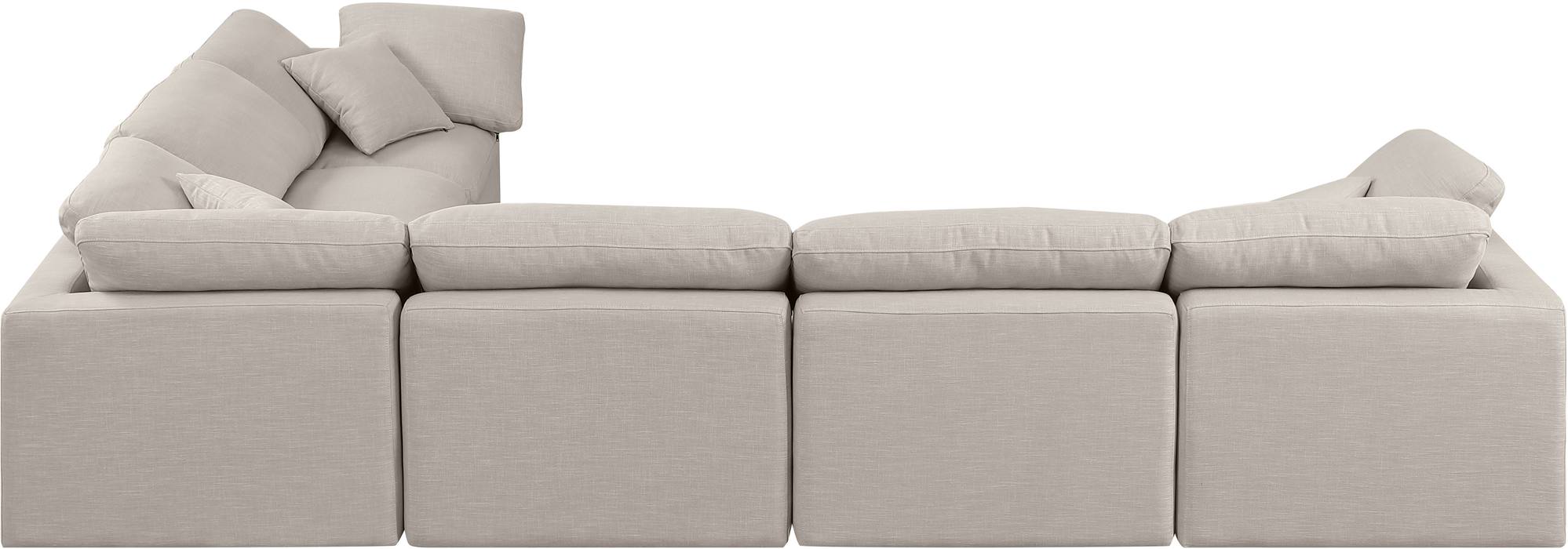 Meridian Furniture - Indulge 140" Beige Linen Textured Fabric Upholstered 6pc. Sectional - 141Beige-Sec6A - GreatFurnitureDeal