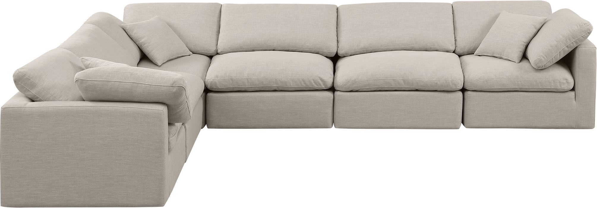 Meridian Furniture - Indulge 140" Beige Linen Textured Fabric Upholstered 6pc. Sectional - 141Beige-Sec6A - GreatFurnitureDeal