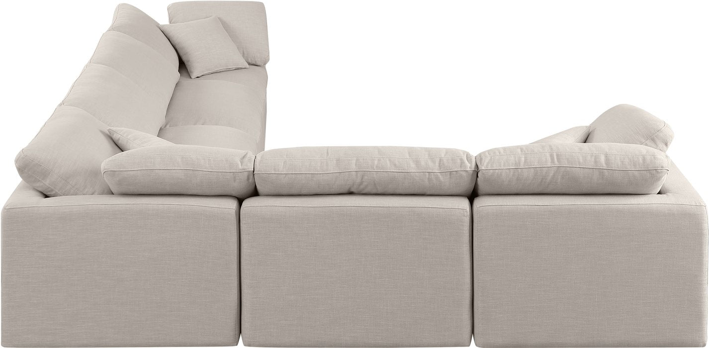Meridian Furniture - Indulge 140" Beige Linen Textured Fabric Upholstered 6pc. Sectional - 141Beige-Sec6A - GreatFurnitureDeal