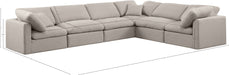 Meridian Furniture - Indulge 140" Beige Linen Textured Fabric Upholstered 6pc. Sectional - 141Beige-Sec6A - GreatFurnitureDeal