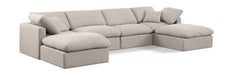 Meridian Furniture - Indulge 140" Beige Linen Textured Fabric Upholstered 6pc. Sectional - 141Beige-Sec6B - GreatFurnitureDeal