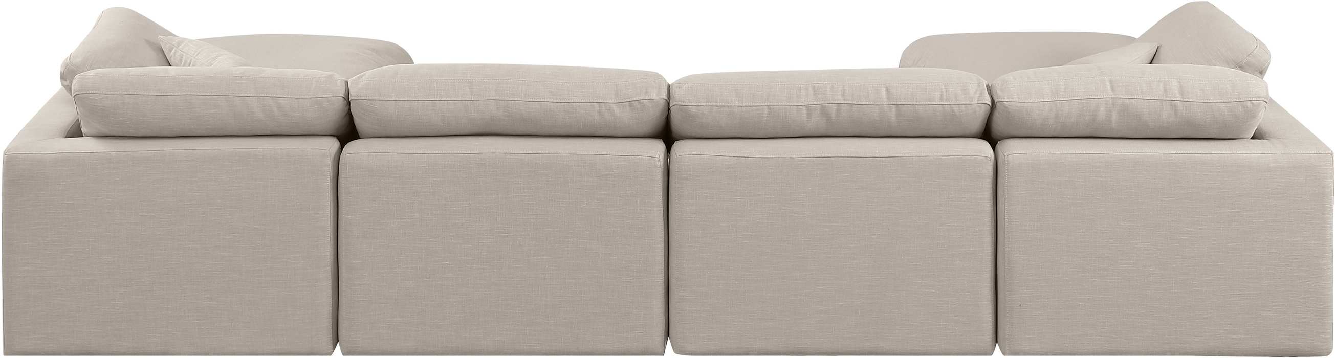 Meridian Furniture - Indulge 140" Beige Linen Textured Fabric Upholstered 6pc. Sectional - 141Beige-Sec6B - GreatFurnitureDeal