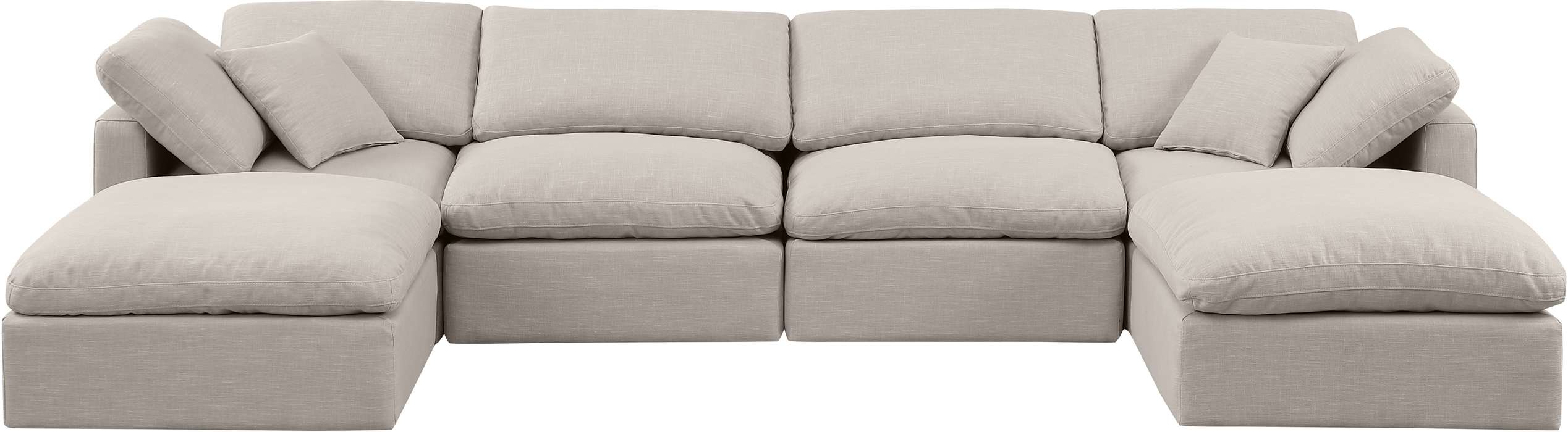 Meridian Furniture - Indulge 140" Beige Linen Textured Fabric Upholstered 6pc. Sectional - 141Beige-Sec6B - GreatFurnitureDeal