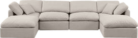 Meridian Furniture - Indulge 140" Beige Linen Textured Fabric Upholstered 6pc. Sectional - 141Beige-Sec6B - GreatFurnitureDeal