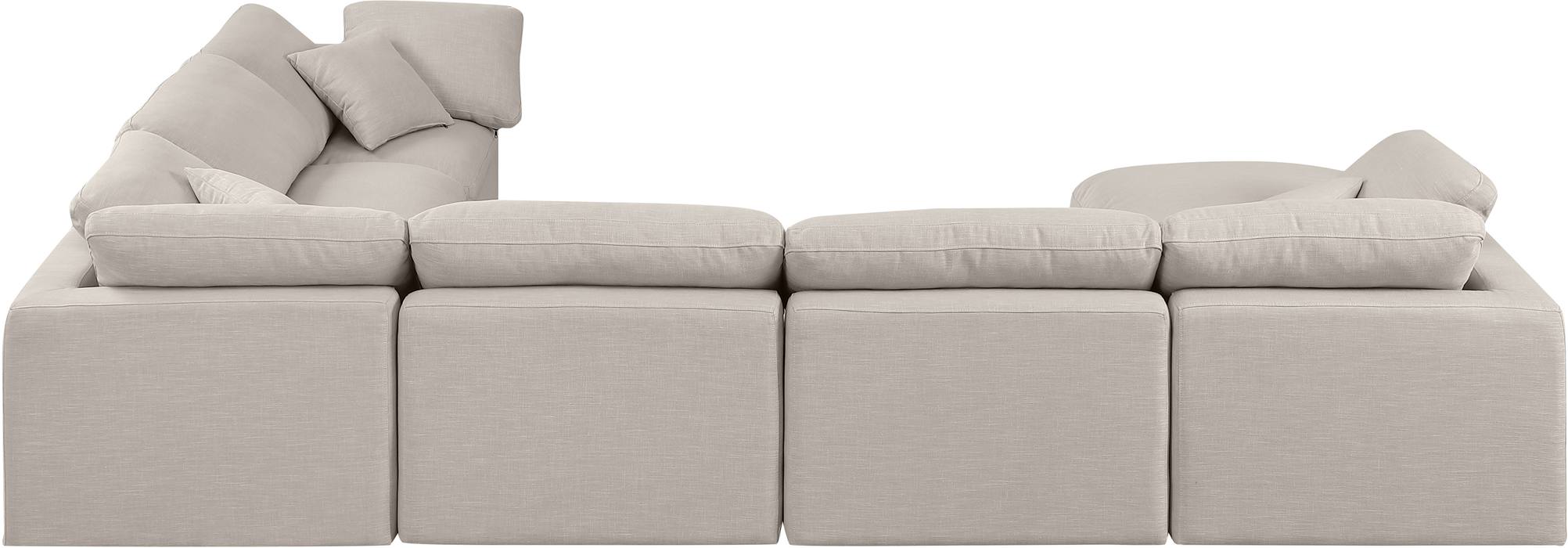 Meridian Furniture - Indulge 140" Beige Linen Textured Fabric Upholstered 7pc. Sectional - 141Beige-Sec7A - GreatFurnitureDeal