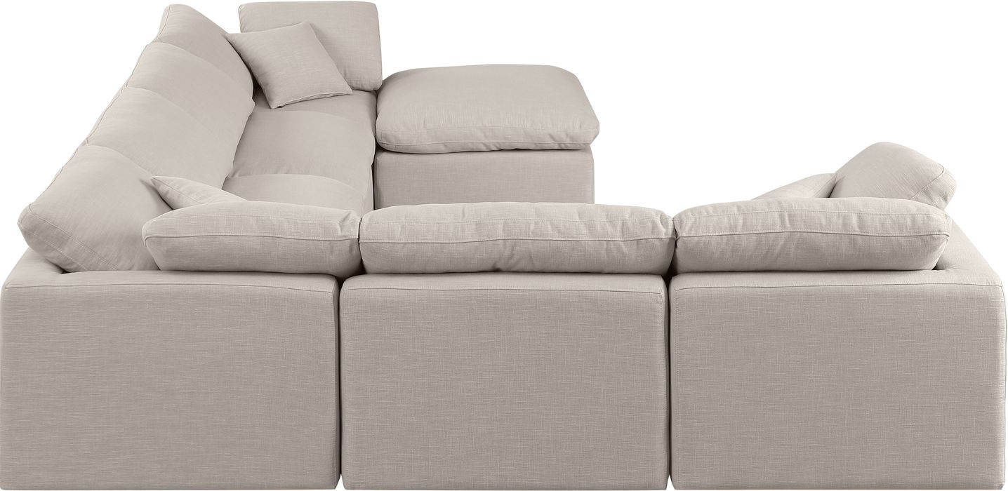 Meridian Furniture - Indulge 140" Beige Linen Textured Fabric Upholstered 7pc. Sectional - 141Beige-Sec7A - GreatFurnitureDeal