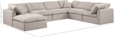 Meridian Furniture - Indulge 140" Beige Linen Textured Fabric Upholstered 7pc. Sectional - 141Beige-Sec7A - GreatFurnitureDeal