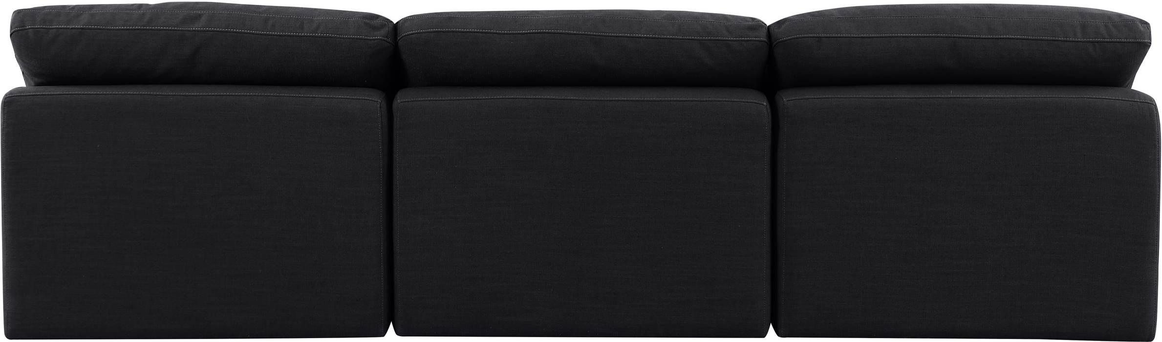 Meridian Furniture - Indulge 105" Black Linen Textured Fabric Upholstered 3pc. Armless Sofa - 141Black-S3 - GreatFurnitureDeal