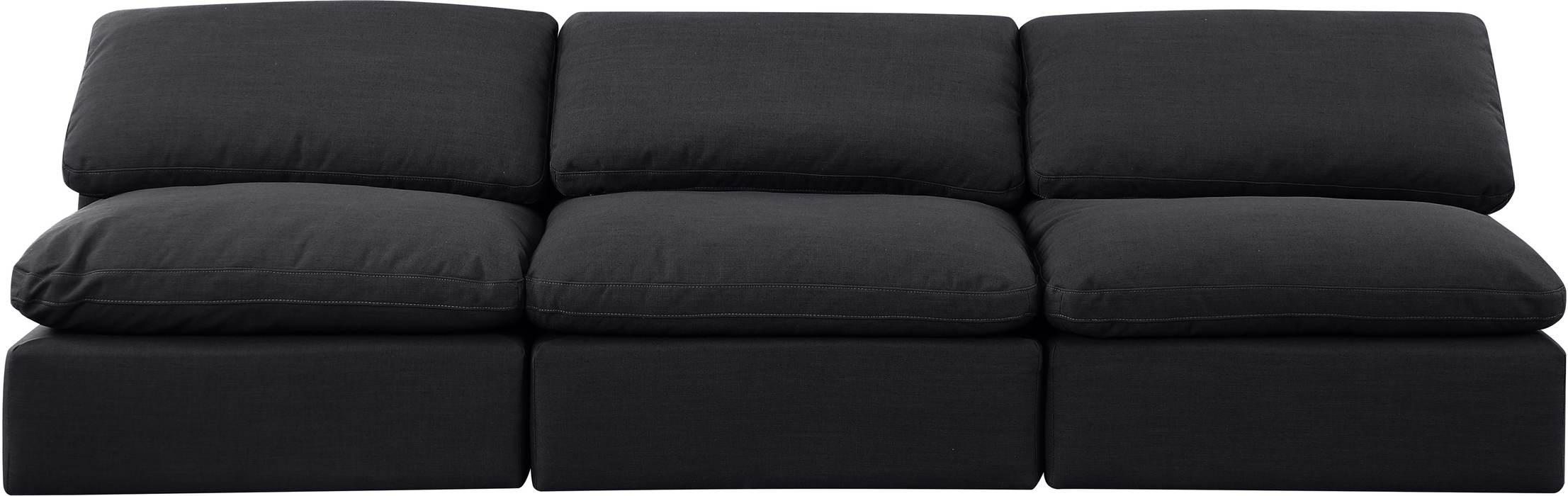 Meridian Furniture - Indulge 105" Black Linen Textured Fabric Upholstered 3pc. Armless Sofa - 141Black-S3 - GreatFurnitureDeal
