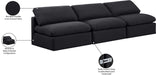 Meridian Furniture - Indulge 105" Black Linen Textured Fabric Upholstered 3pc. Armless Sofa - 141Black-S3 - GreatFurnitureDeal