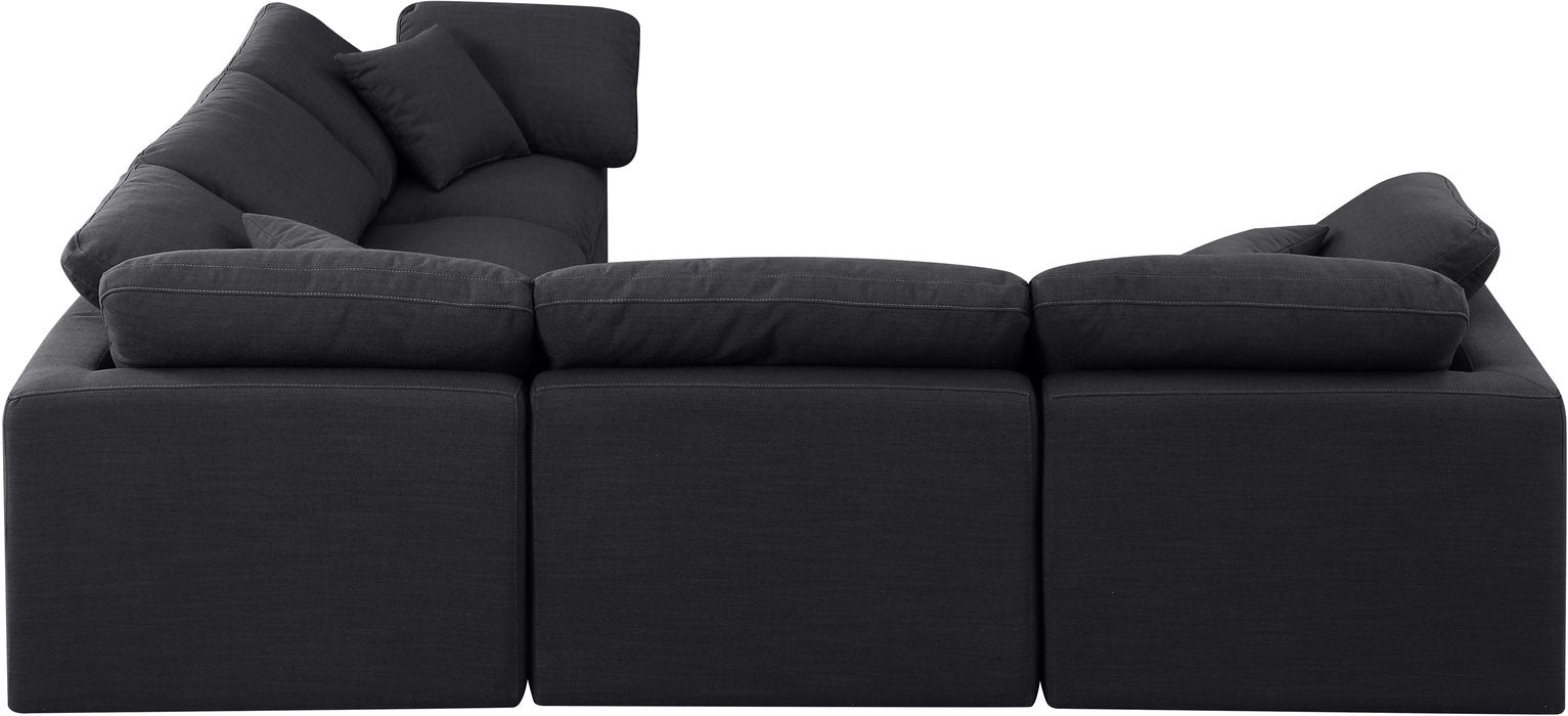 Meridian Furniture - Indulge 105" Black Linen Textured Fabric Upholstered 5pc. Sectional - 141Black-Sec5C - GreatFurnitureDeal