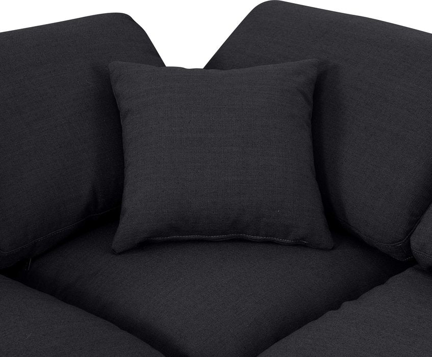 Meridian Furniture - Indulge 105" Black Linen Textured Fabric Upholstered 5pc. Sectional - 141Black-Sec5C - GreatFurnitureDeal