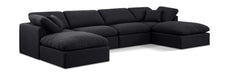 Meridian Furniture - Indulge 140" Black Linen Textured Fabric Upholstered 6pc. Sectional - 141Black-Sec6B - GreatFurnitureDeal