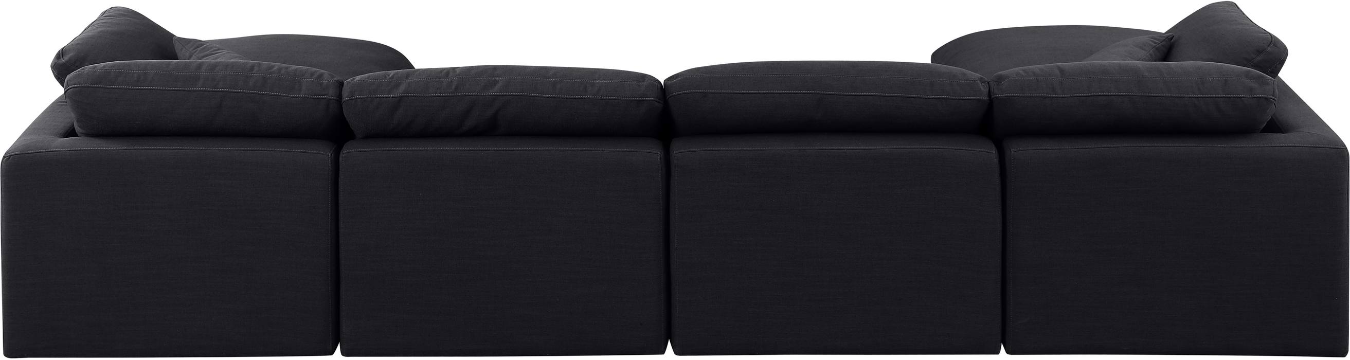 Meridian Furniture - Indulge 140" Black Linen Textured Fabric Upholstered 6pc. Sectional - 141Black-Sec6B - GreatFurnitureDeal