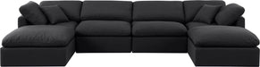 Meridian Furniture - Indulge 140" Black Linen Textured Fabric Upholstered 6pc. Sectional - 141Black-Sec6B - GreatFurnitureDeal