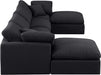 Meridian Furniture - Indulge 140" Black Linen Textured Fabric Upholstered 6pc. Sectional - 141Black-Sec6B - GreatFurnitureDeal