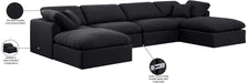 Meridian Furniture - Indulge 140" Black Linen Textured Fabric Upholstered 6pc. Sectional - 141Black-Sec6B - GreatFurnitureDeal