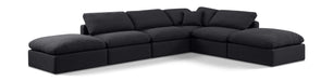 Meridian Furniture - Indulge 140" Black Linen Textured Fabric Upholstered 6pc. Sectional - 141Black-Sec6E - GreatFurnitureDeal
