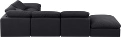 Meridian Furniture - Indulge 140" Black Linen Textured Fabric Upholstered 6pc. Sectional - 141Black-Sec6E - GreatFurnitureDeal