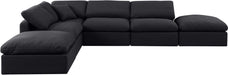 Meridian Furniture - Indulge 140" Black Linen Textured Fabric Upholstered 6pc. Sectional - 141Black-Sec6E - GreatFurnitureDeal