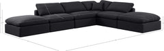 Meridian Furniture - Indulge 140" Black Linen Textured Fabric Upholstered 6pc. Sectional - 141Black-Sec6E - GreatFurnitureDeal