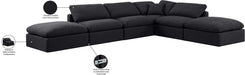 Meridian Furniture - Indulge 140" Black Linen Textured Fabric Upholstered 6pc. Sectional - 141Black-Sec6E - GreatFurnitureDeal