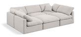 Meridian Furniture - Indulge 105" Cream Linen Textured Fabric Upholstered 6pc. Sectional - 141Cream-Sec6C - GreatFurnitureDeal