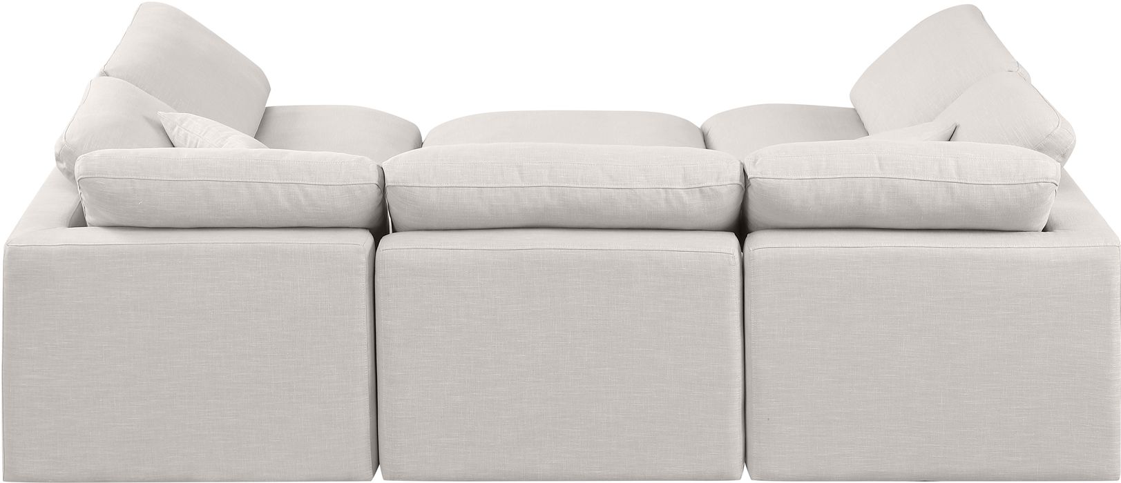 Meridian Furniture - Indulge 105" Cream Linen Textured Fabric Upholstered 6pc. Sectional - 141Cream-Sec6C - GreatFurnitureDeal