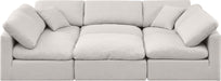 Meridian Furniture - Indulge 105" Cream Linen Textured Fabric Upholstered 6pc. Sectional - 141Cream-Sec6C - GreatFurnitureDeal