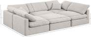 Meridian Furniture - Indulge 105" Cream Linen Textured Fabric Upholstered 6pc. Sectional - 141Cream-Sec6C - GreatFurnitureDeal
