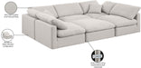 Meridian Furniture - Indulge 105" Cream Linen Textured Fabric Upholstered 6pc. Sectional - 141Cream-Sec6C - GreatFurnitureDeal