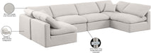 Meridian Furniture - Indulge 140" Cream Linen Textured Fabric Upholstered 6pc. Sectional - 141Cream-Sec6D - GreatFurnitureDeal