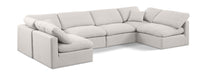 Meridian Furniture - Indulge 140" Cream Linen Textured Fabric Upholstered 6pc. Sectional - 141Cream-Sec6D - GreatFurnitureDeal