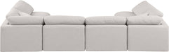 Meridian Furniture - Indulge 140" Cream Linen Textured Fabric Upholstered 6pc. Sectional - 141Cream-Sec6D - GreatFurnitureDeal