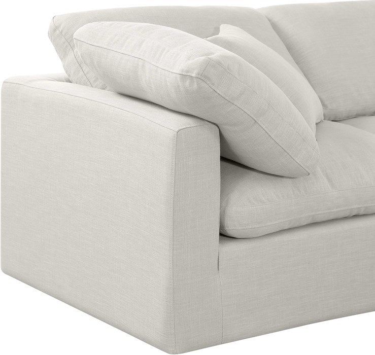 Meridian Furniture - Indulge 140" Cream Linen Textured Fabric Upholstered 6pc. Sectional - 141Cream-Sec6D - GreatFurnitureDeal
