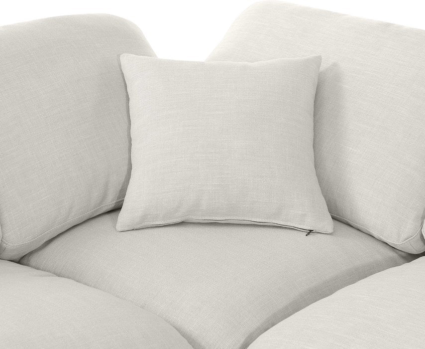 Meridian Furniture - Indulge 140" Cream Linen Textured Fabric Upholstered 6pc. Sectional - 141Cream-Sec6D - GreatFurnitureDeal