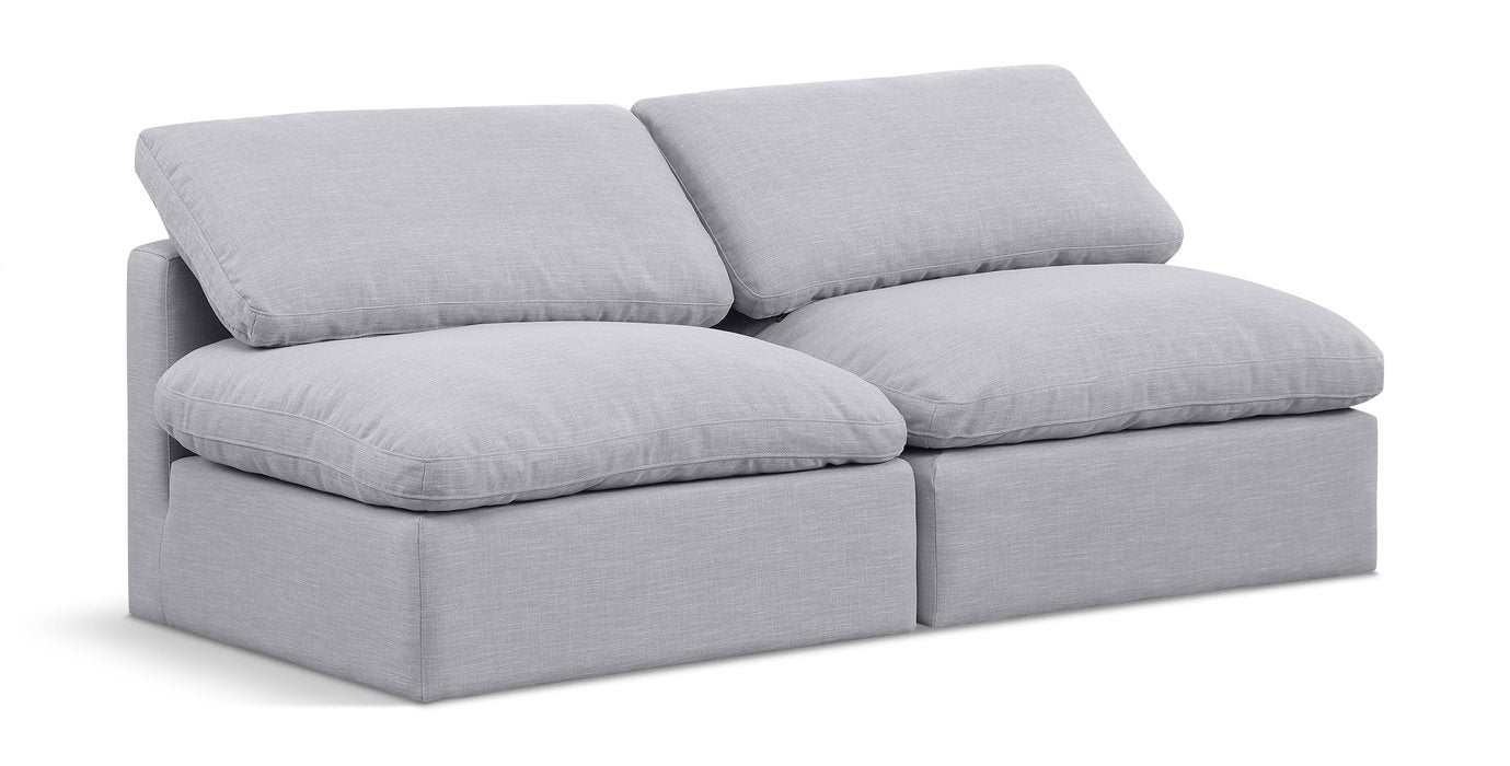 Meridian Furniture - Indulge 70" Grey Linen Textured Fabric Upholstered 2pc. Armless Loveseat - 141Grey-S2 - GreatFurnitureDeal