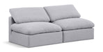 Meridian Furniture - Indulge 70" Grey Linen Textured Fabric Upholstered 2pc. Armless Loveseat - 141Grey-S2 - GreatFurnitureDeal