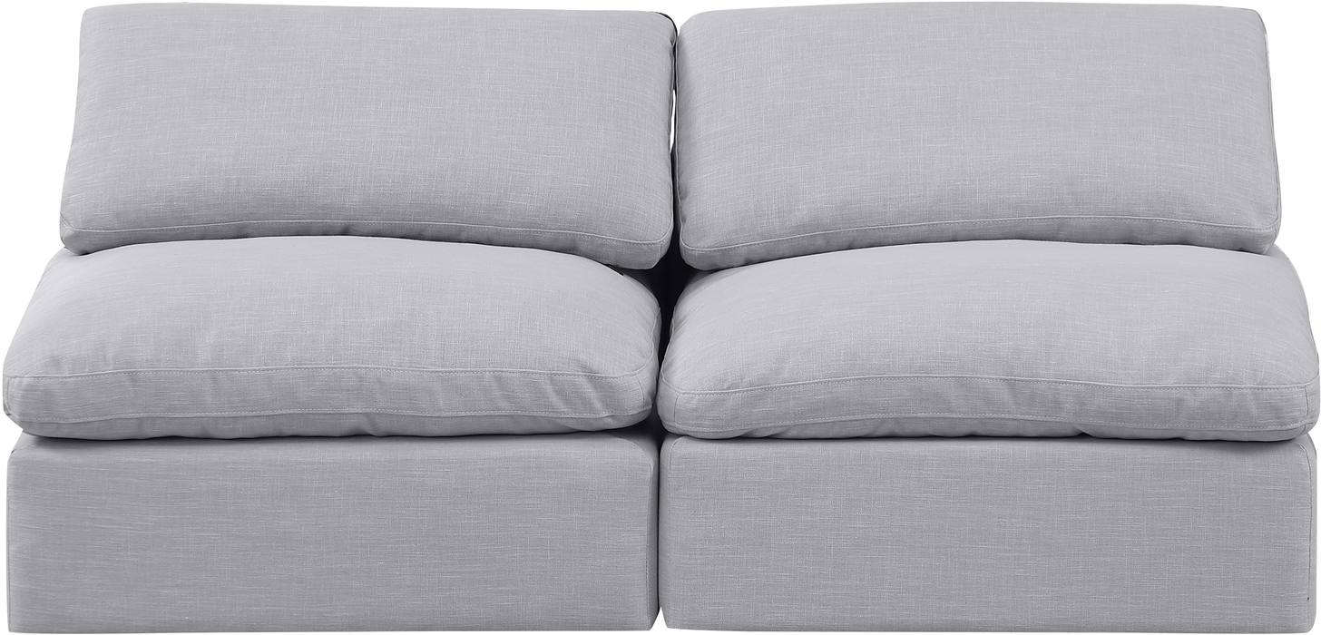 Meridian Furniture - Indulge 70" Grey Linen Textured Fabric Upholstered 2pc. Armless Loveseat - 141Grey-S2 - GreatFurnitureDeal