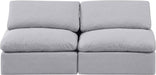 Meridian Furniture - Indulge 70" Grey Linen Textured Fabric Upholstered 2pc. Armless Loveseat - 141Grey-S2 - GreatFurnitureDeal