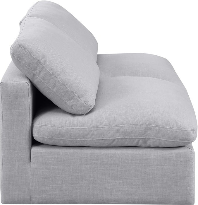 Meridian Furniture - Indulge 70" Grey Linen Textured Fabric Upholstered 2pc. Armless Loveseat - 141Grey-S2 - GreatFurnitureDeal