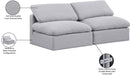 Meridian Furniture - Indulge 70" Grey Linen Textured Fabric Upholstered 2pc. Armless Loveseat - 141Grey-S2 - GreatFurnitureDeal