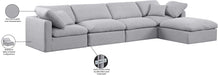 Meridian Furniture - Indulge 140" Grey Linen Textured Fabric Upholstered 5pc. Sectional - 141Grey-Sec5A - GreatFurnitureDeal