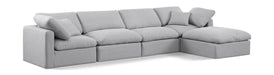 Meridian Furniture - Indulge 140" Grey Linen Textured Fabric Upholstered 5pc. Sectional - 141Grey-Sec5A - GreatFurnitureDeal