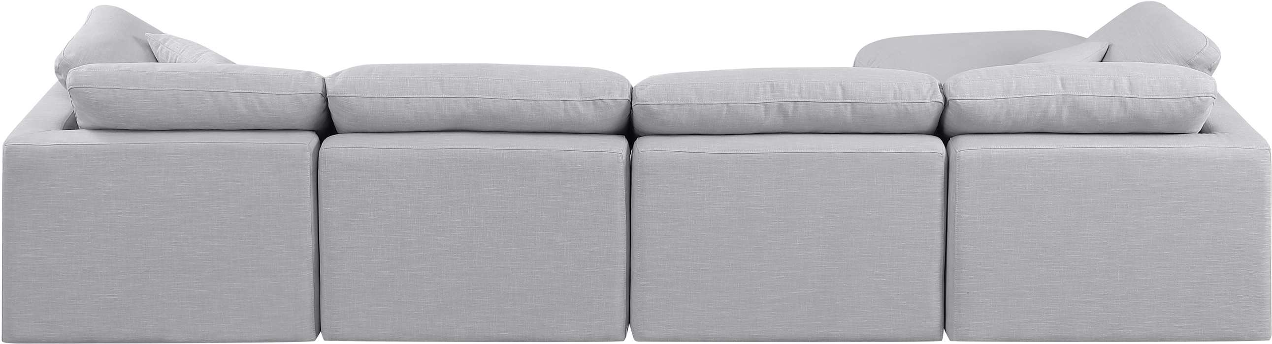 Meridian Furniture - Indulge 140" Grey Linen Textured Fabric Upholstered 5pc. Sectional - 141Grey-Sec5A - GreatFurnitureDeal