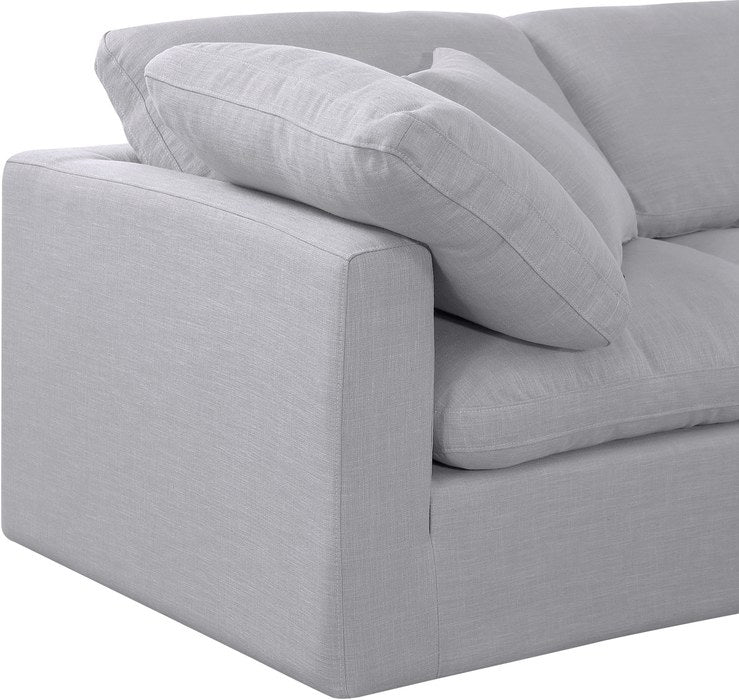 Meridian Furniture - Indulge 140" Grey Linen Textured Fabric Upholstered 5pc. Sectional - 141Grey-Sec5A - GreatFurnitureDeal