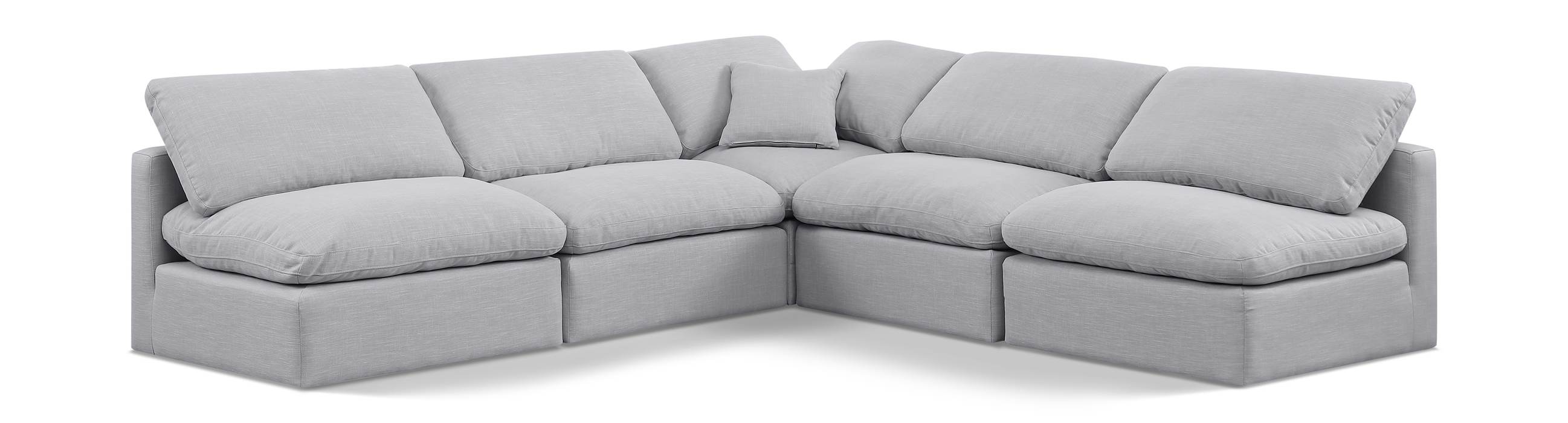 Meridian Furniture - Indulge 105" Grey Linen Textured Fabric Upholstered 5pc. Sectional - 141Grey-Sec5B - GreatFurnitureDeal