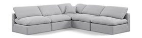 Meridian Furniture - Indulge 105" Grey Linen Textured Fabric Upholstered 5pc. Sectional - 141Grey-Sec5B - GreatFurnitureDeal