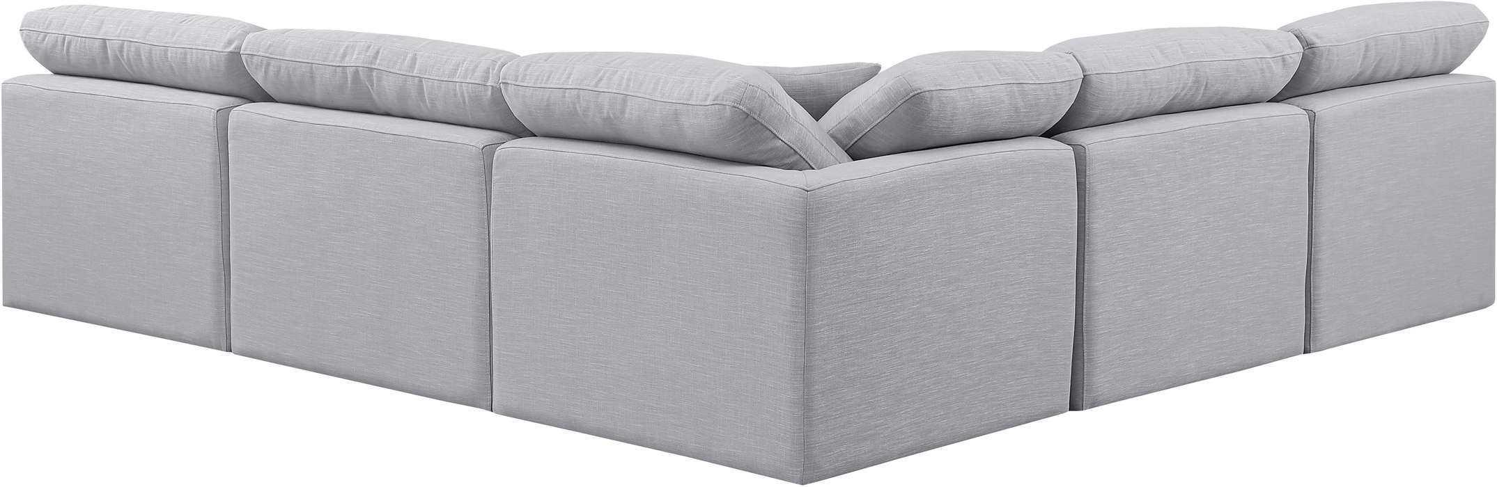 Meridian Furniture - Indulge 105" Grey Linen Textured Fabric Upholstered 5pc. Sectional - 141Grey-Sec5B - GreatFurnitureDeal